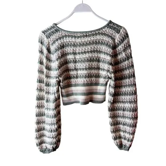 Altar'd Stare Briella striped knit sweater Sz M Crochet Cropped Boho - Picture 10 of 10